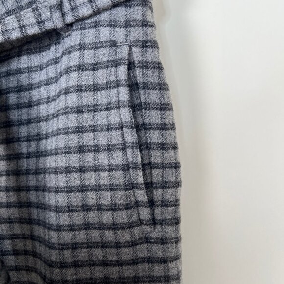 Aritzia Wilfred Tie Front Belt Plaid Pants Cropped High Rise Waisted Trousers - Picture 7 of 15